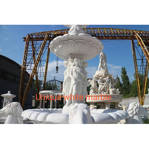 White marble horse statue fountain for garden