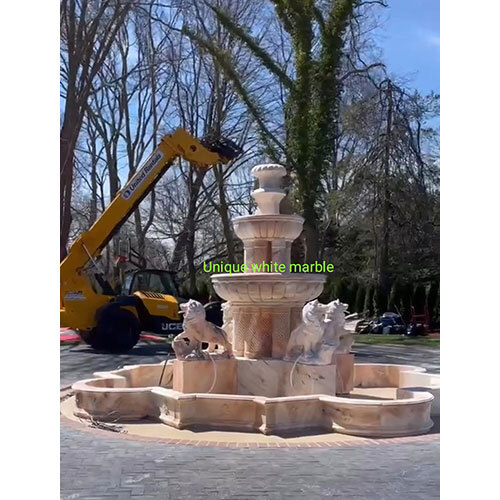 PINK STONE LION FOUNTAIN FOR GARDEN