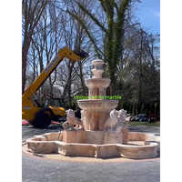 PINK STONE LION FOUNTAIN FOR GARDEN