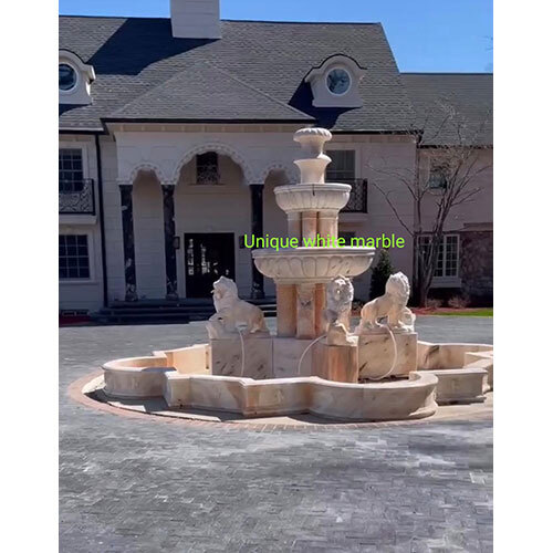 PINK STONE LION FOUNTAIN FOR GARDEN