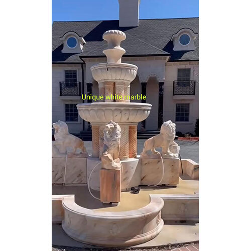 PINK STONE LION FOUNTAIN FOR GARDEN