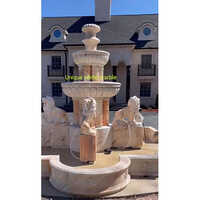 PINK STONE LION FOUNTAIN FOR GARDEN