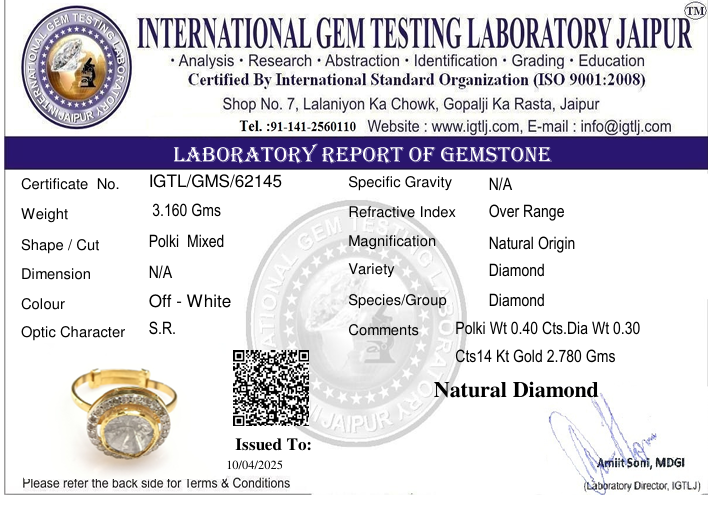 14kt Gold Open Uncut Diamond Polki Ring