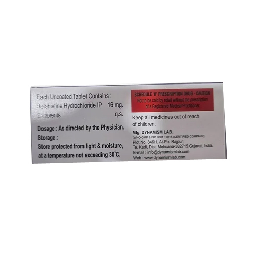 16mg Vertiber Betahistine Tablets - Drug Type: General Medicines