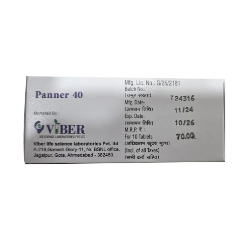 40mg Panner Pantoprazole Gastro Resistant Tablets
