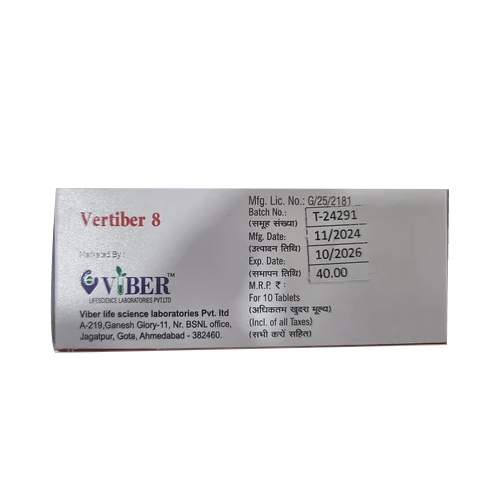 8mg Vertiber Betahistine Tablets - Drug Type: General Medicines