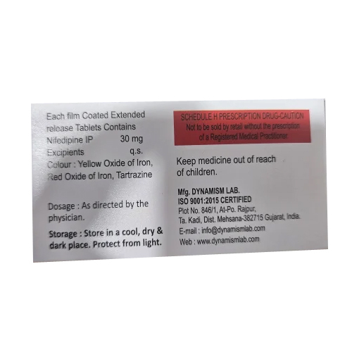 30mg Nefiber XI Nifedipine Extended Release Tablets