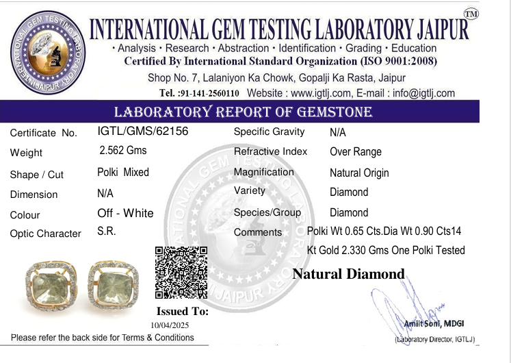 14kt Gold Open Polki Diamond Stud