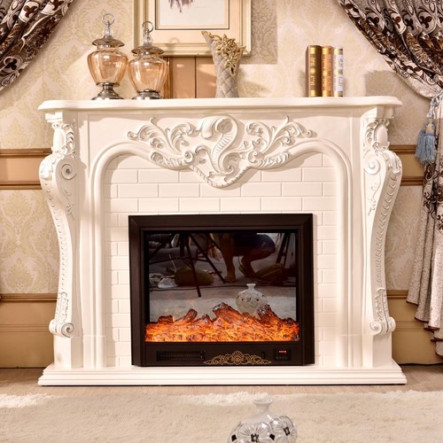 Electric Fireplace With Mantel Led Artificial Emulational Flame - Power: 220 Volt (v)