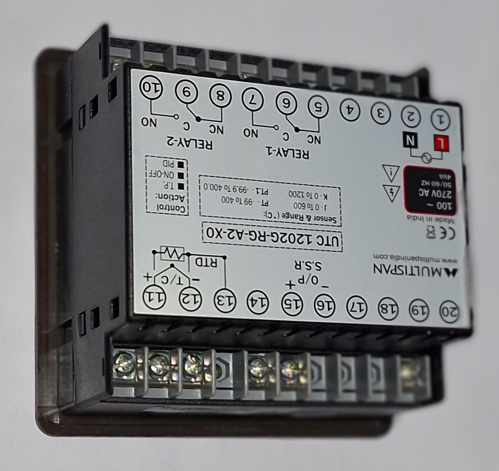 Multispan Utc -1202g-rg-a2-x0 - Voltage: 100-270v Ac, Output: 1r1c/o, 1ssr+1r1c/o, Action: Pid/tp/on-off, Sensor: J/k/pt-100 Selectable