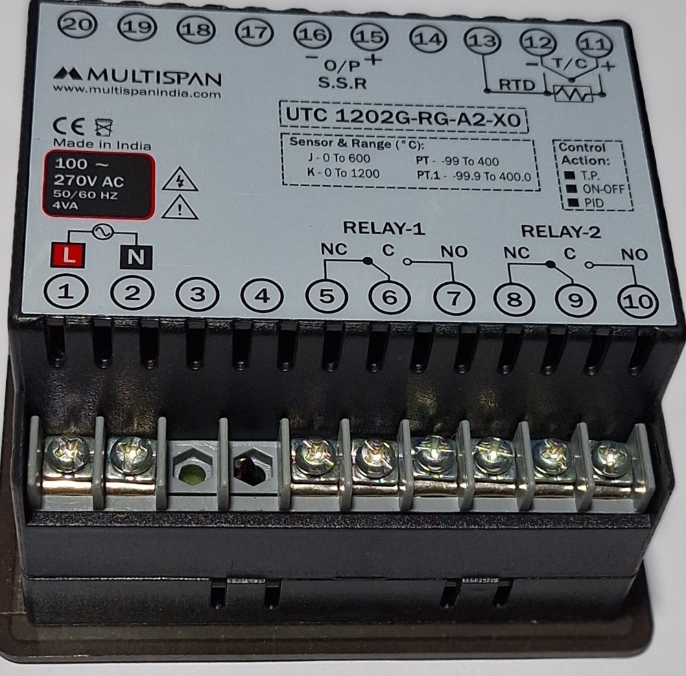 Multispan Utc -1202g-rg-a2-x0 - Voltage: 100-270v Ac, Output: 1r1c/o, 1ssr+1r1c/o, Action: Pid/tp/on-off, Sensor: J/k/pt-100 Selectable