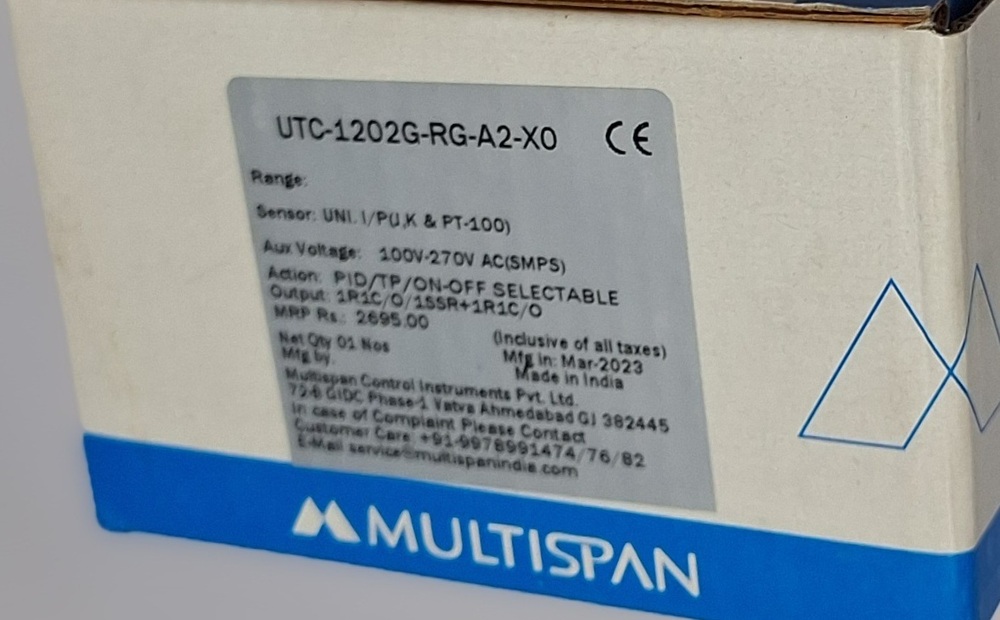 Multispan Utc -1202g-rg-a2-x0 - Voltage: 100-270v Ac, Output: 1r1c/o, 1ssr+1r1c/o, Action: Pid/tp/on-off, Sensor: J/k/pt-100 Selectable