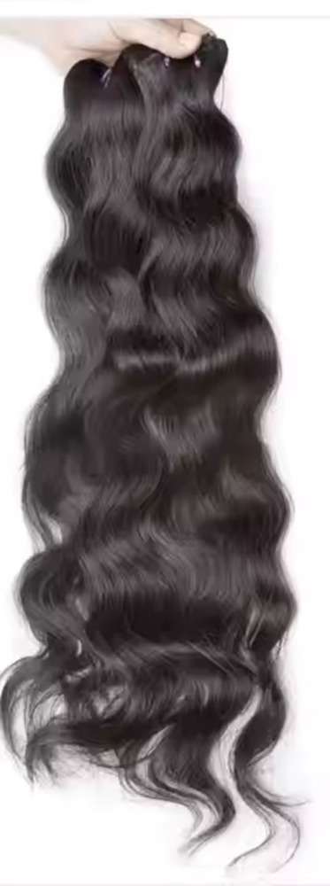 Temple Natural Wavy Unprocessed Double Wefted 3 Bundles (14