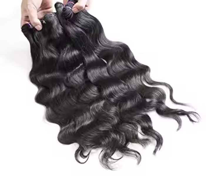 Temple Natural Wavy Unprocessed Double Wefted 3 Bundles (14" 16" 18") - Design: N/a