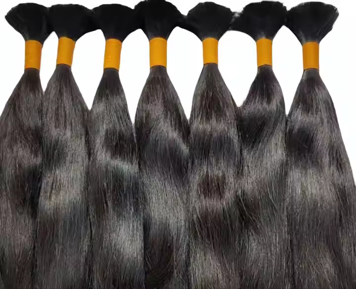 Premium Remy Bulk Hair Extension Black Color Virgin Hair Bulk 20 Inch