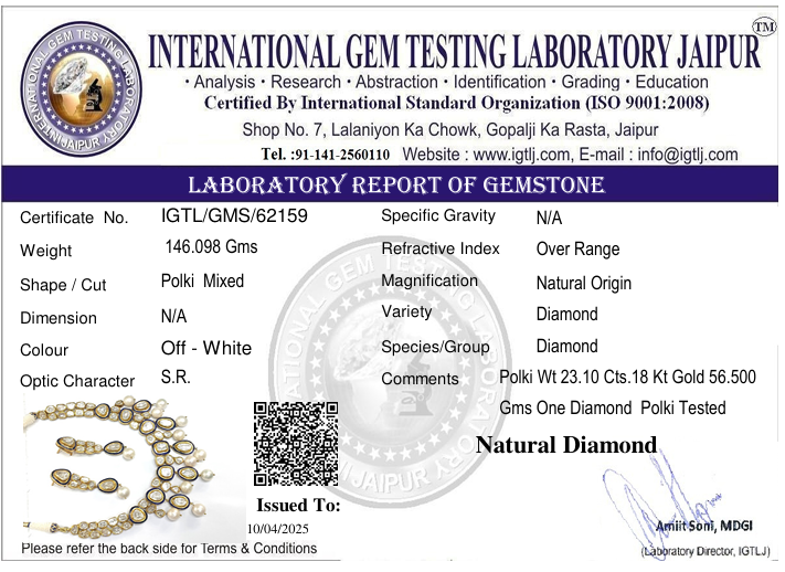 18kt Gold Blue Meena Uncut Diamond Polki set