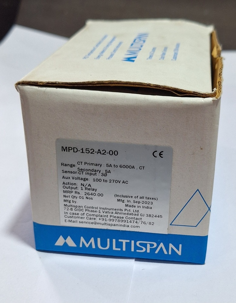 Multispan Mpd-152-a2-00 - Voltage: 100 To 270v Ac, Output: 1 Relay, Ct Input: 5a To 6000a, 1r 1 C/o | Features: N/a