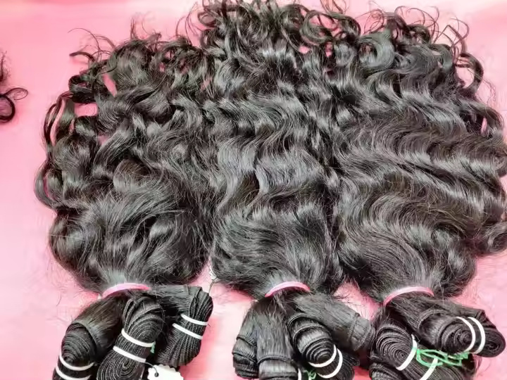 Temple Remy Black Color Natural Wavy Hair Bundle  Human Hair Extension