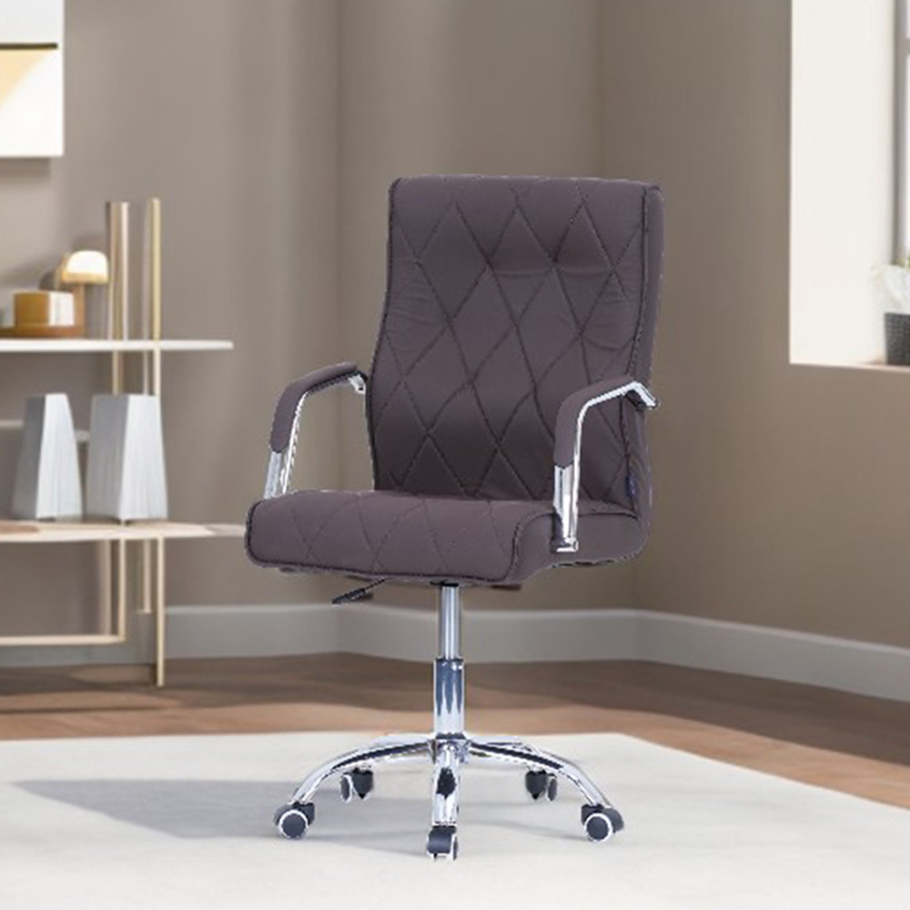 Royaloak Florence Leatherette Computer Chair | Long-Lasting Computer Chair - Cr7506 - Color: Grey/Silver