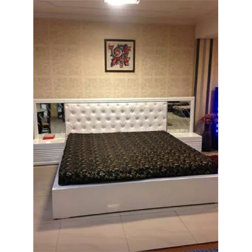 Wooden Double Bed - Color: White