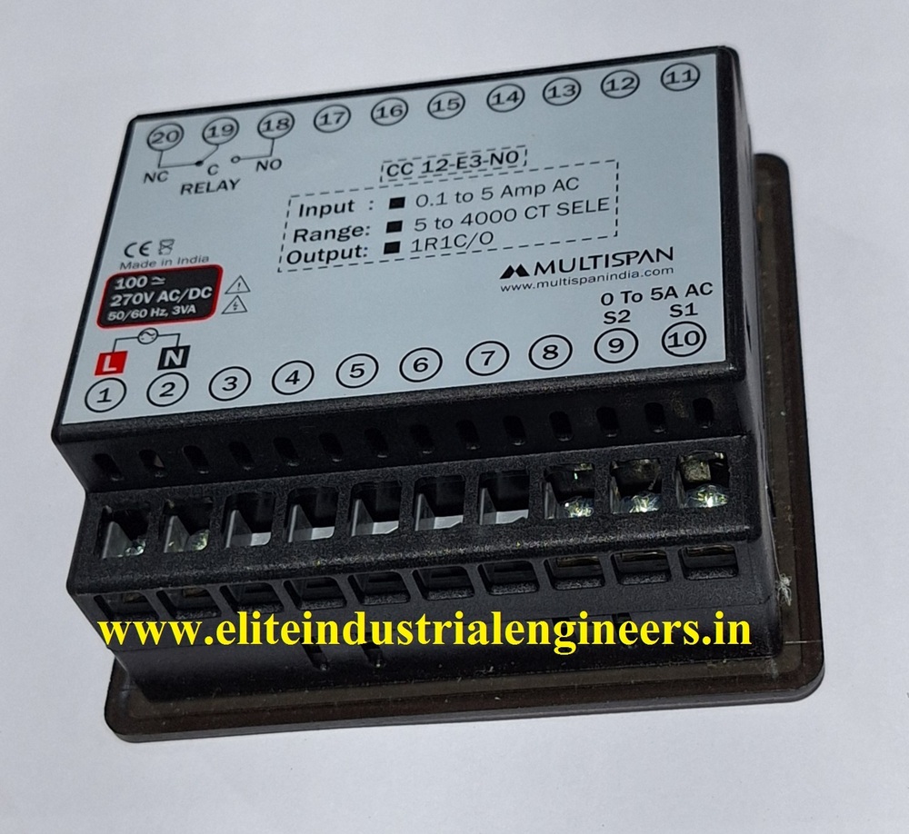 Multispan Cc-12-e3-n0 - Voltage 100 To 270v Ac, Output 1 Relay (10a), Action On-off, Current Range 5/5 To 4000/5a, Ct Selectable To 4000/5a