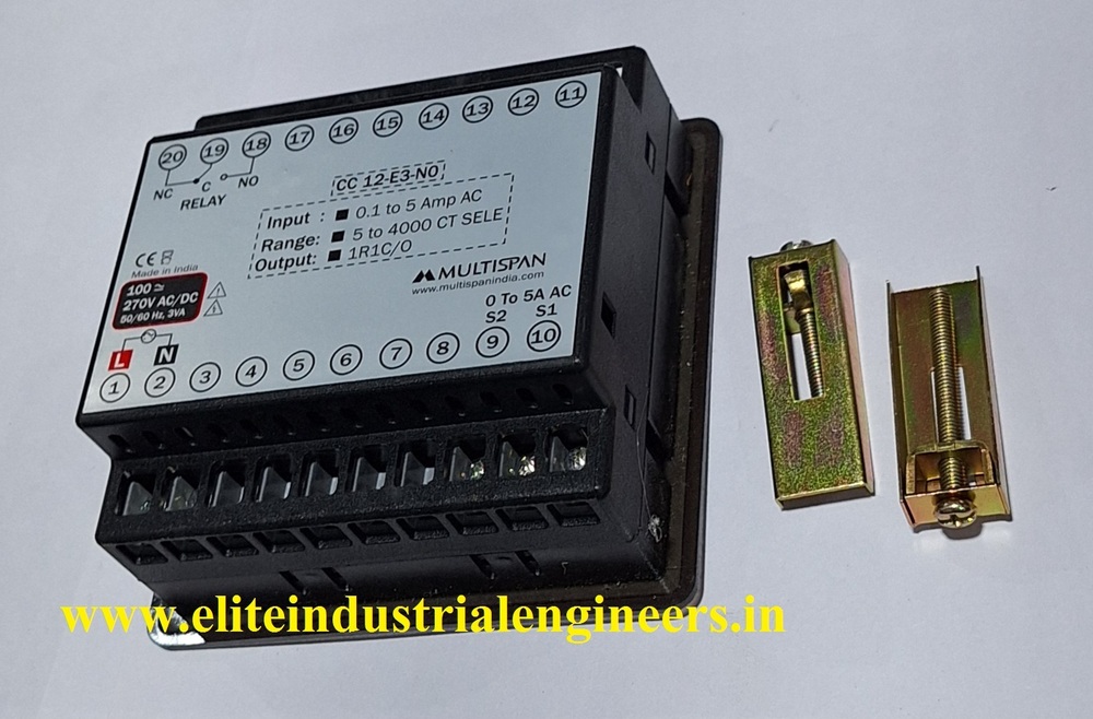 Multispan Cc-12-e3-n0 - Voltage 100 To 270v Ac, Output 1 Relay (10a), Action On-off, Current Range 5/5 To 4000/5a, Ct Selectable To 4000/5a