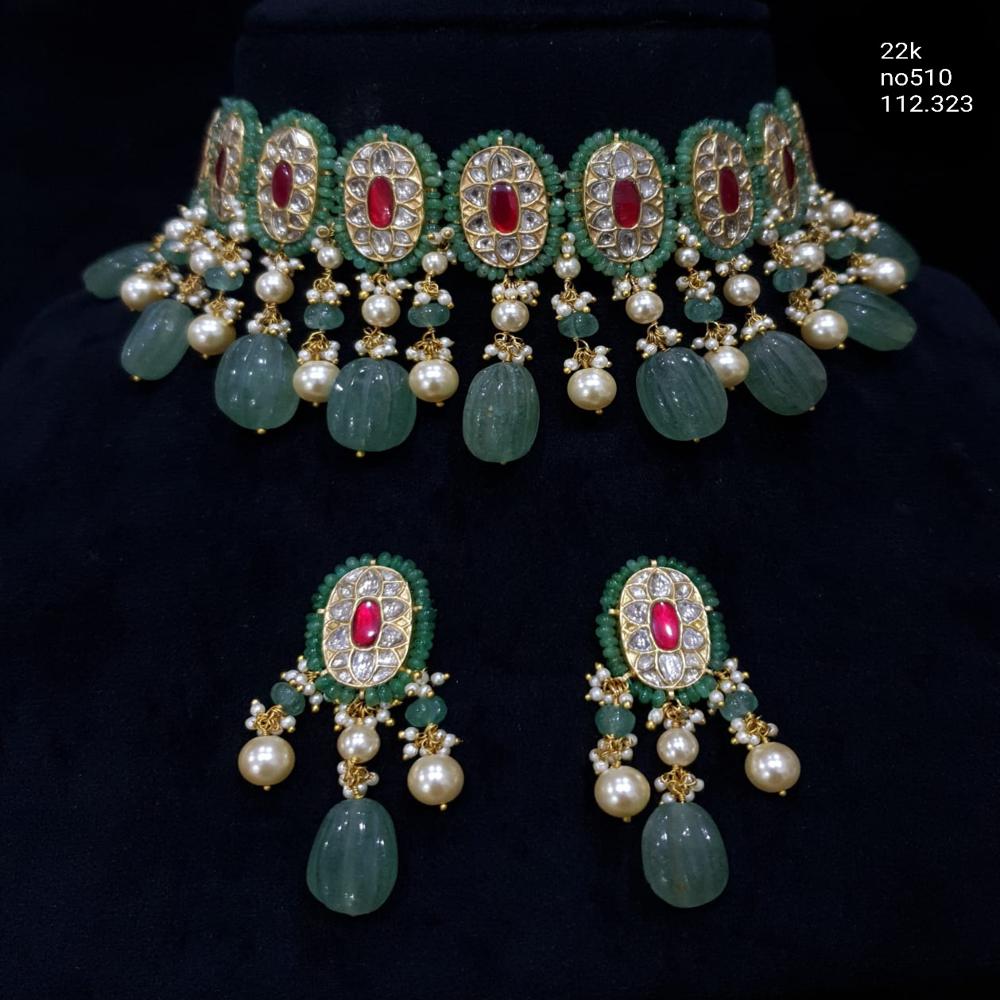 22kt Gold Tyani Choker Set With Uncut Diamond Polki