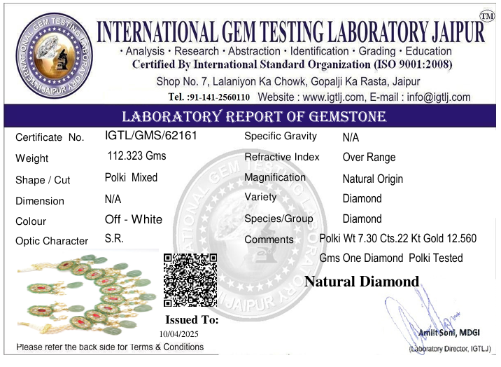 22kt Gold Tyani Choker Set With Uncut Diamond Polki