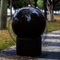 Water Ball Fountain - Polished Stone, 24-inch Sphere Diameter | Rotating Design, Continuous Cascade, Hidden Pump System