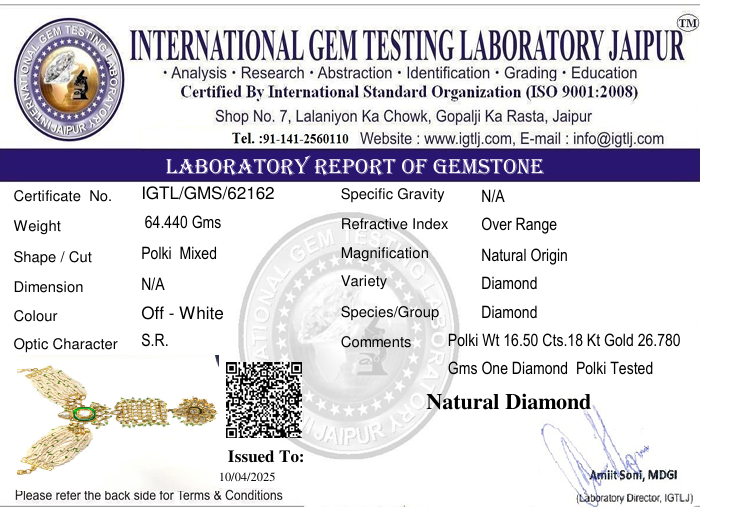 18kt Gold Uncut Diamond Polki Hathphool