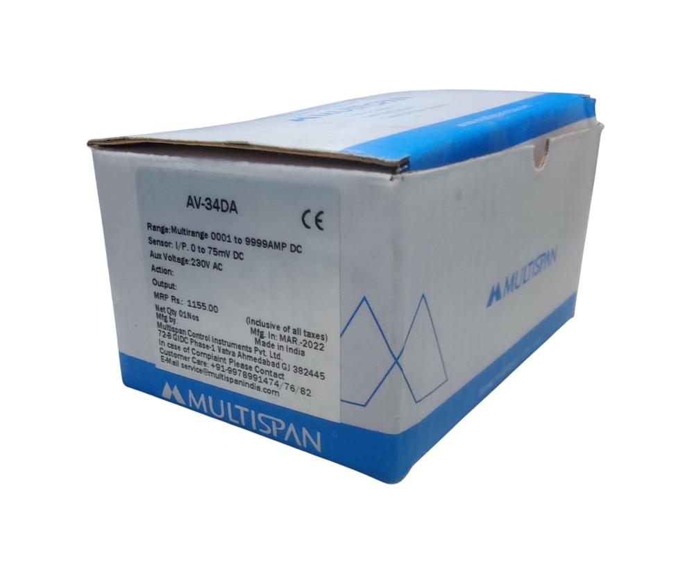 Multispan Av-34da - Voltage: 230v Ac, Input Range: 0 To 75mv Dc, Multi-range: 0001 To 9999 Amp Dc, Single Phase, 50hz Operation