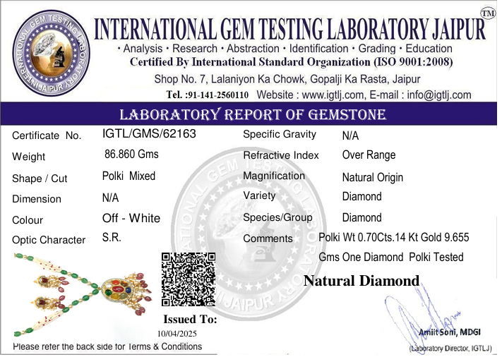 14kt Gold Navratan pendant set