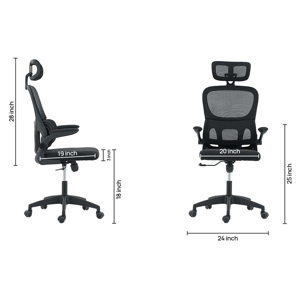 Royaloak Orien Mesh Office Chair | High Grade Nylon Mesh - Cr7601 - Color: Black