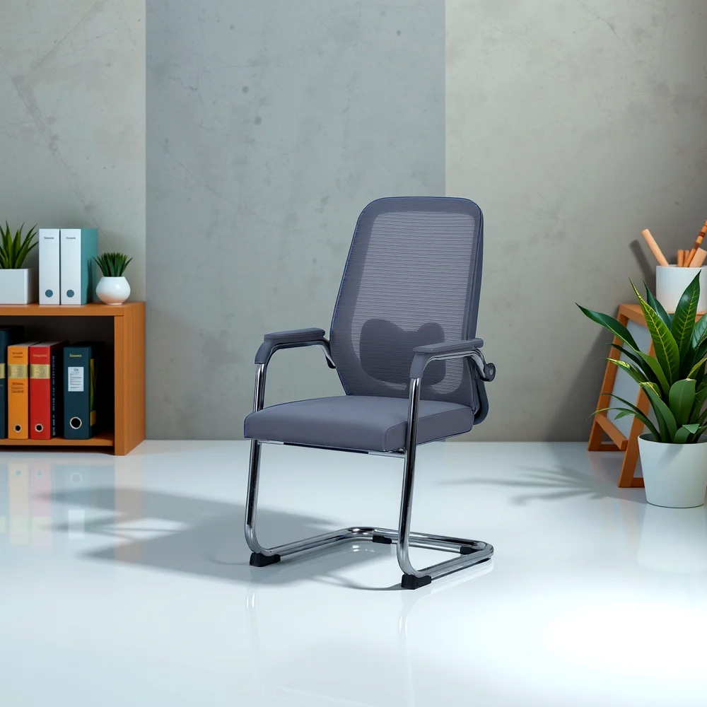Royaloak Venice Italian Visitor Chair V3 | High Grade Nylon Mesh - Cr8037 - Color: Grey