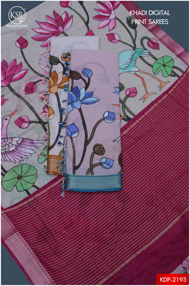 KHADI COTTON DIGITAL PRINTED SAREE