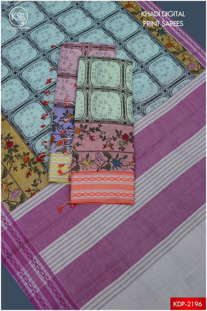 KHADI COTTON DIGITAL PRINTED SAREES