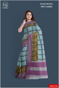 KHADI COTTON DIGITAL PRINTED SAREES