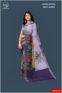 KHADI COTTON DIGITAL PRINTED SAREE NATURE THEME