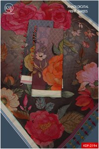 KHADI COTTON FLORAL DIGITAL PRINTED SAREES