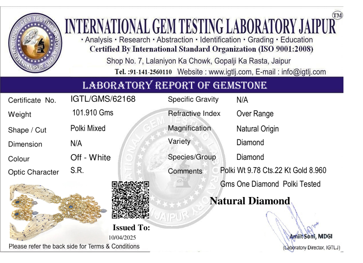 22kt Gold Tyani Uncut Polki Pendant Set