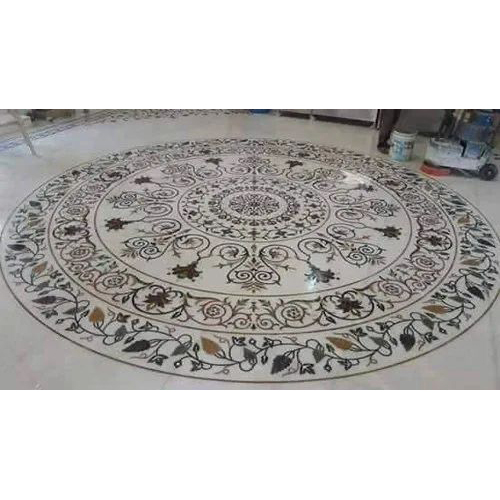 White Polished Marble Inlay Flooring