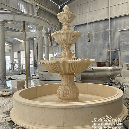 Carved Marble European Design Estate Fountain