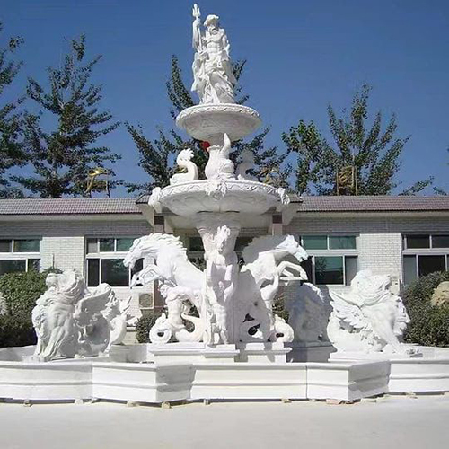 Monumental Marble Horse Fountain