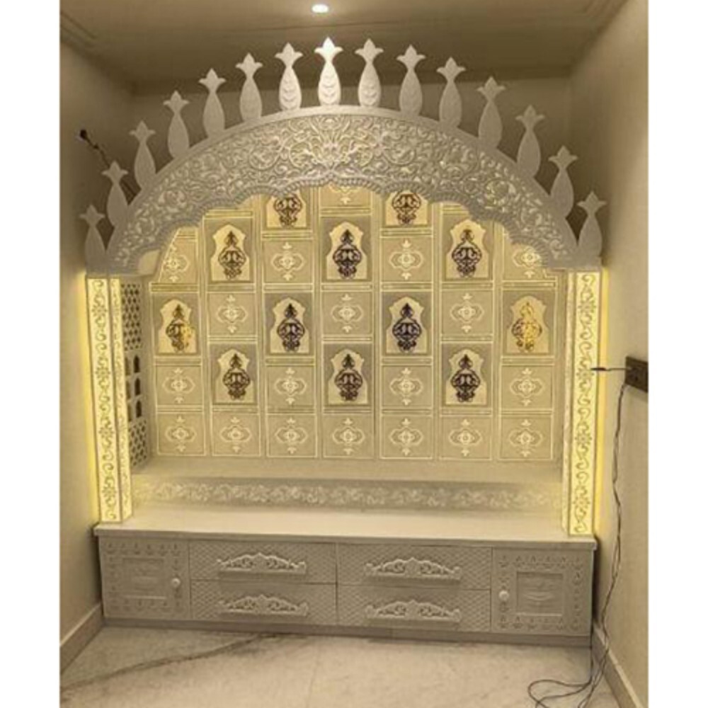 Beautiful Customize Marble Corian Mandir - Color: White