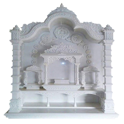 7 Feet White Marble Temple - Finishing: Polishing