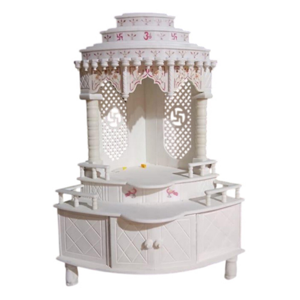 Pure White Marble Mandir For Worship - Finishing: Polishing