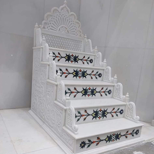 Pure White Marble Masjid Mimber - Size: Customized