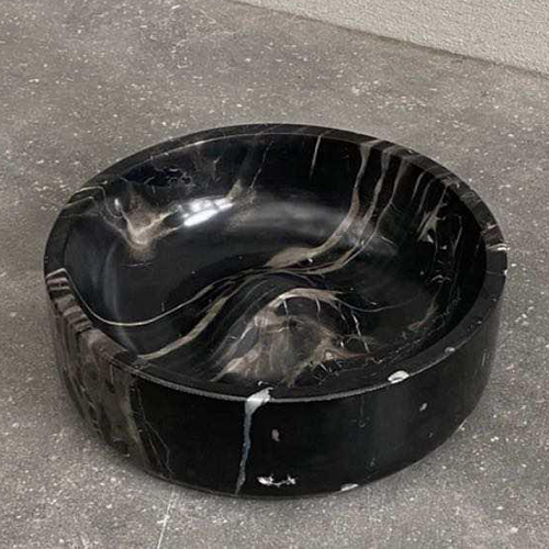 Black Marble Wash Basin - Shape: Round