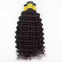 Deep Wave I Tip Human Hair Extension Pre Bonded Curly Brazilian Remy Hair Micro Beads Keratin Stick I Tip Hair Black Brown Color