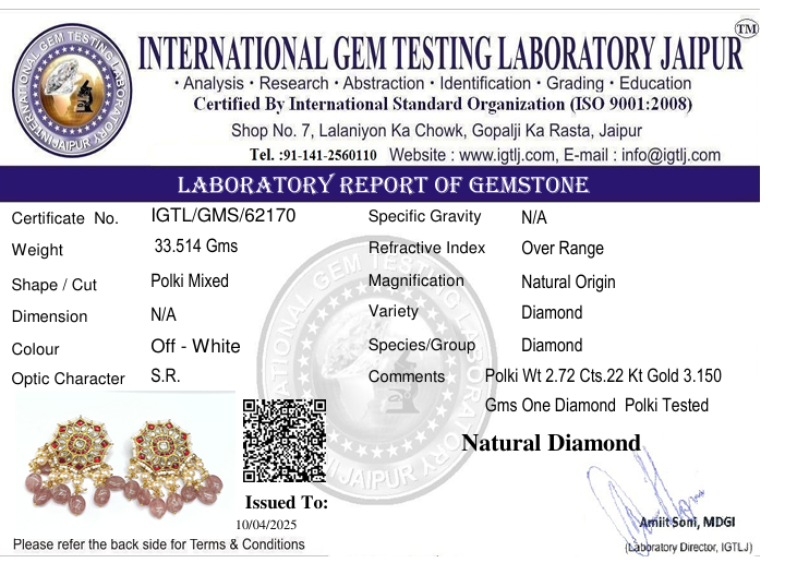 22kt Gold Tyani Earring with Diamond Polki